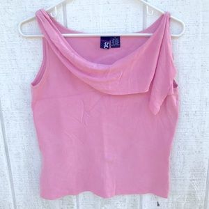 Silk blend Draped neck sleeveless top
